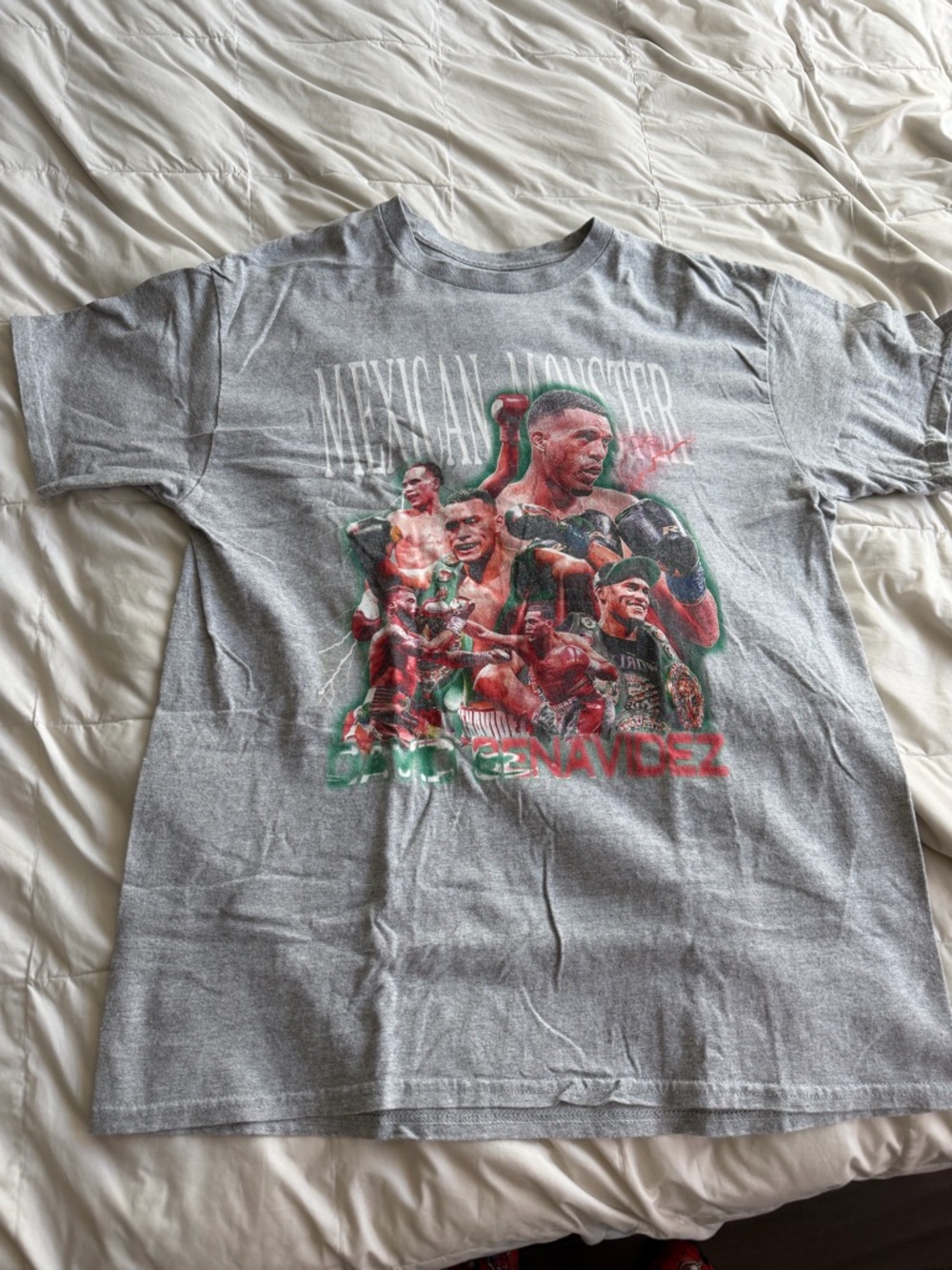 David Benavidez Mexican Monster Boxing Graphic Tee with Red & Green Accents